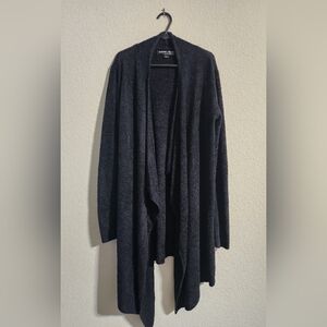 Barefoot Dreams CozyChic Lite Island Wrap Black Long Open Cardigan Sweater s/m